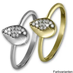 GoldDream Gold Ring Blatt Zirkonia weiß Gr.54 333er Weißgold GDR506J54