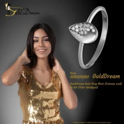 GoldDream Gold Ring Blatt Zirkonia weiß Gr.60 333er Weißgold GDR506J60