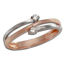 GoldDream Gold Ring Boho zweifarbig Zirkonia Gr.58 333er Rosegold GDR532E58