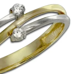 GoldDream Gold Ring Boho zweifarbig Zirkonia Gr.56 333er Gold GDR532T56