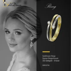GoldDream Gold Ring Boho zweifarbig Zirkonia Gr.56 333er Gold GDR532T56