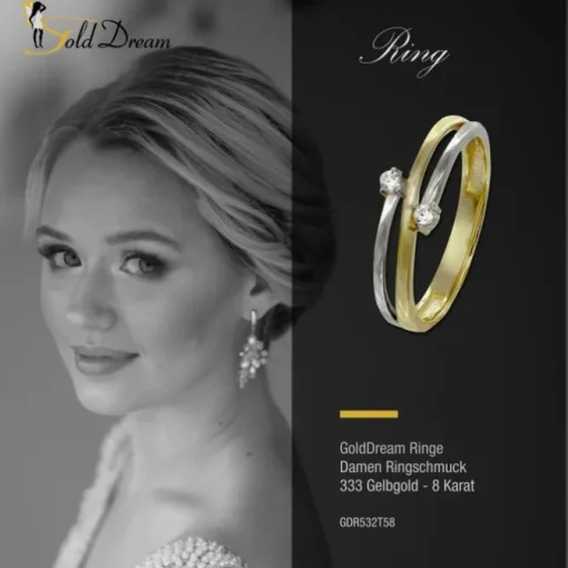 GoldDream Gold Ring Boho zweifarbig Zirkonia Gr.58 333er Gold GDR532T58