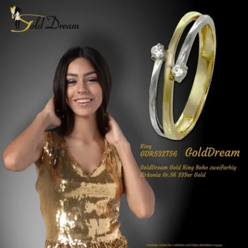GoldDream Gold Ring Boho zweifarbig Zirkonia Gr.56 333er Gold GDR532T56