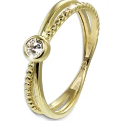 GoldDream Gold Ring Crossed Gr.58 Zirkonia weiß 333er Gelbgold GDR548Y58