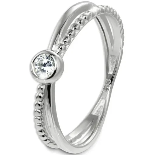 GoldDream Gold Ring Crossed Gr.54 Zirkonia weiß 333er Weißgold GDR548J54