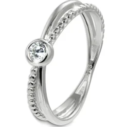GoldDream Gold Ring Crossed Gr.56 Zirkonia weiß 333er Weißgold GDR548J56