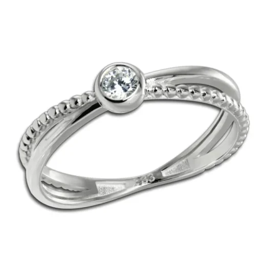 GoldDream Gold Ring Crossed Gr.54 Zirkonia weiß 333er Weißgold GDR548J54