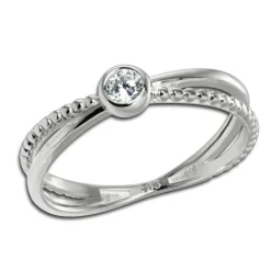 GoldDream Gold Ring Crossed Gr.60 Zirkonia weiß 333er Weißgold GDR548J60