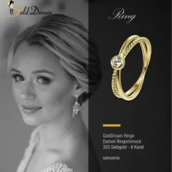 GoldDream Gold Ring Crossed Gr.56 Zirkonia weiß 333er Gelbgold GDR548Y56