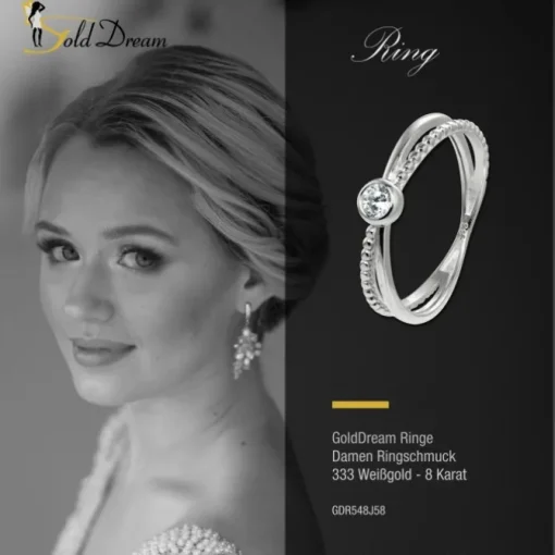 GoldDream Gold Ring Crossed Gr.58 Zirkonia weiß 333er Weißgold GDR548J58