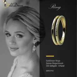 GoldDream Gold Ring Double Gr.54 Zirkonia weiß 333er Gelbgold GDR537Y54