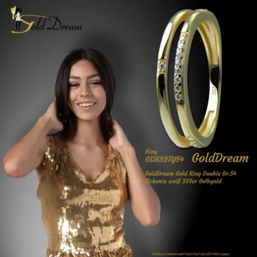GoldDream Gold Ring Double Gr.54 Zirkonia weiß 333er Gelbgold GDR537Y54