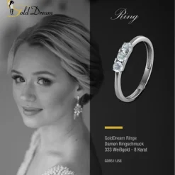 GoldDream Gold Ring 3er Zirkonia weiß Gr.58 333er Weißgold GDR511J58