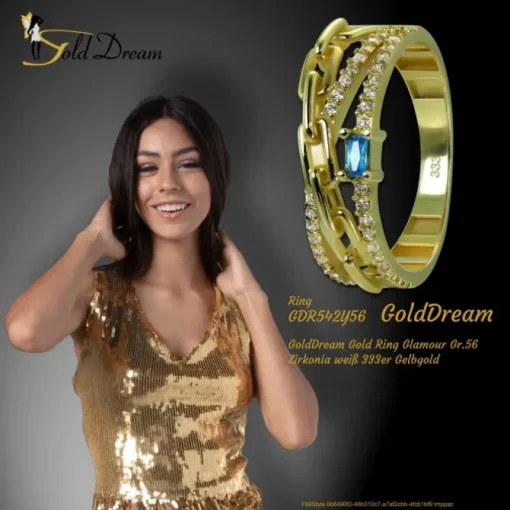 GoldDream Gold Ring Glamour Gr.56 Zirkonia weiß 333er Gelbgold GDR542Y56