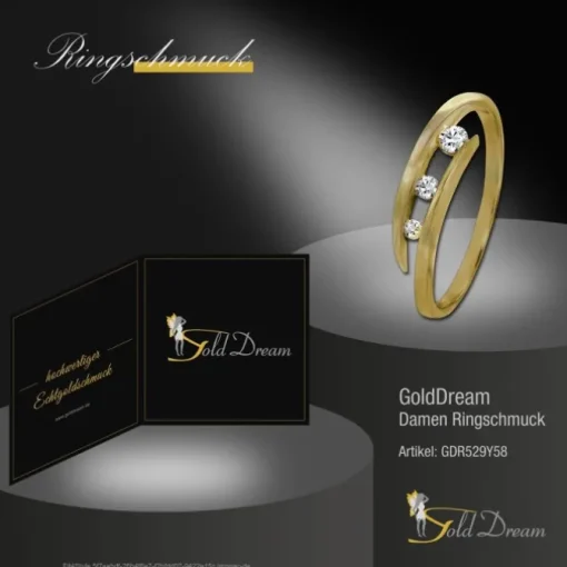 GoldDream Gold Ring Gr.58 3er Zirkonia weiß 333er Gelbgold GDR529Y58