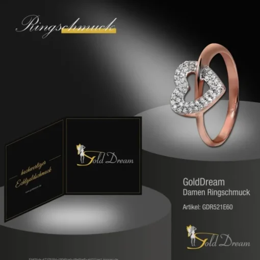 GoldDream Gold Ring Gr.60 Herz Zirkonia 333er Rosegold GDR521E60