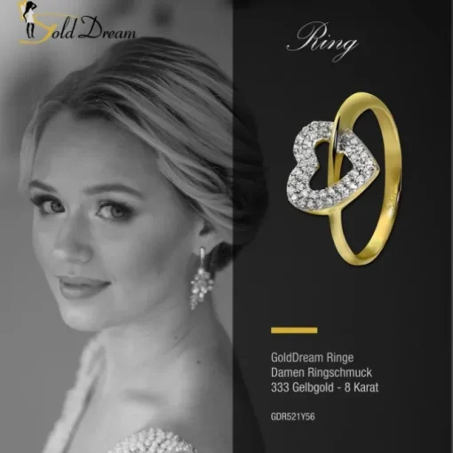 GoldDream Gold Ring Gr.56 Herz Zirkonia 333er Gelbgold GDR521Y56