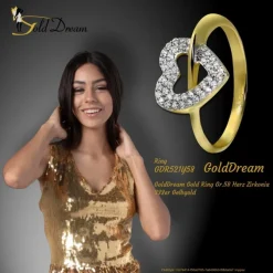 GoldDream Gold Ring Gr.58 Herz Zirkonia 333er Gelbgold GDR521Y58