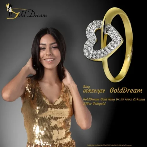 GoldDream Gold Ring Gr.58 Herz Zirkonia 333er Gelbgold GDR521Y58