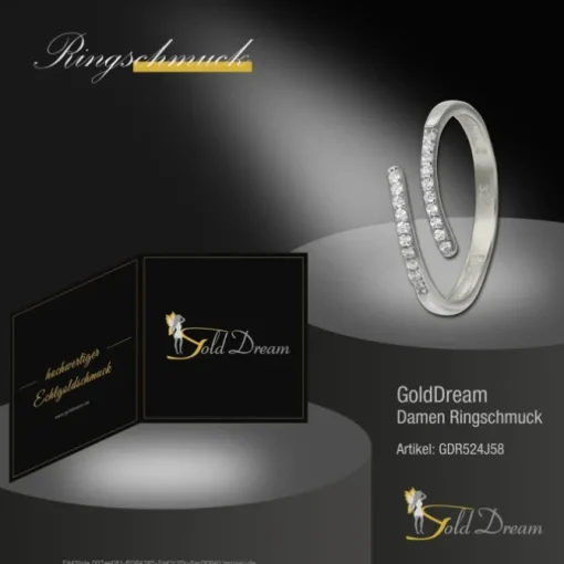 GoldDream Gold Ring Gr.58 Line Zirkonia weiß 333er Weißgold GDR524J58