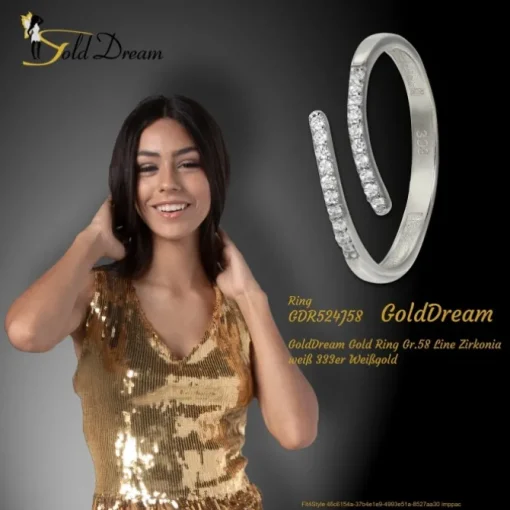 GoldDream Gold Ring Gr.58 Line Zirkonia weiß 333er Weißgold GDR524J58