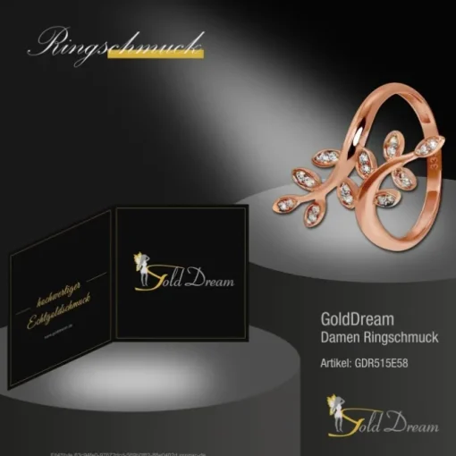 GoldDream Gold Ring Gr.58 Ranke Zirkonia 333er Rosegold GDR515E58