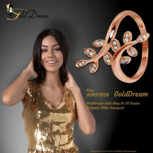GoldDream Gold Ring Gr.58 Ranke Zirkonia 333er Rosegold GDR515E58