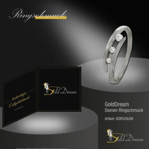 GoldDream Gold Ring Gr.56 Zirkonia weiß 333er Weißgold GDR529J56