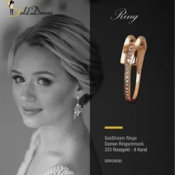 GoldDream Gold Ring Gr.60 Zirkonia weiß 333er Rosegold GDR526E60