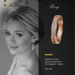GoldDream Gold Ring Gr.60 Zirkonia weiß 333er Rosegold GDR514E60