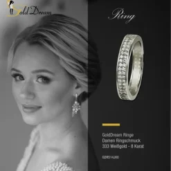 GoldDream Gold Ring Gr.60 Zirkonia weiß 333er Weißgold GDR514J60