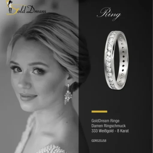 GoldDream Gold Ring Gr.58 Zirkonia weiß 333er Weißgold GDR520J58
