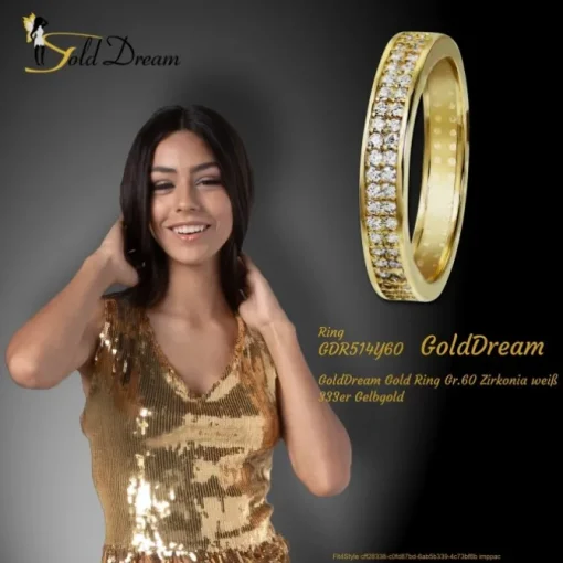 GoldDream Gold Ring Gr.60 Zirkonia weiß 333er Gelbgold GDR514Y60