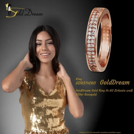 GoldDream Gold Ring Gr.60 Zirkonia weiß 333er Rosegold GDR514E60