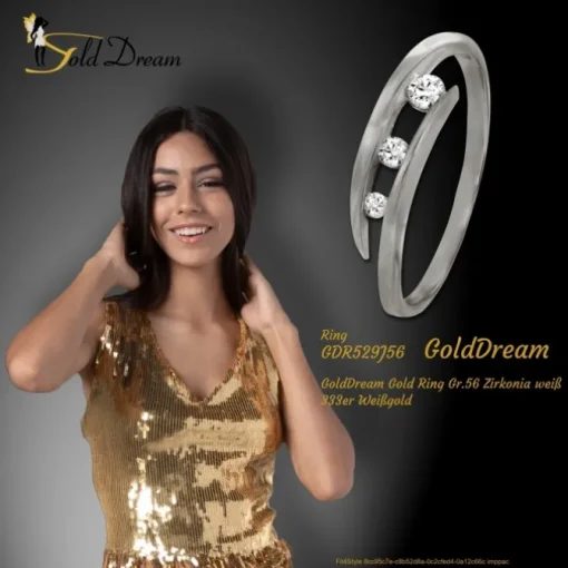 GoldDream Gold Ring Gr.56 Zirkonia weiß 333er Weißgold GDR529J56