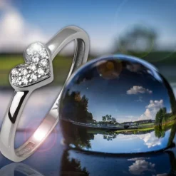 GoldDream Gold Ring Herz Zirkonia weiß Gr.58 333er Weißgold GDR503J58