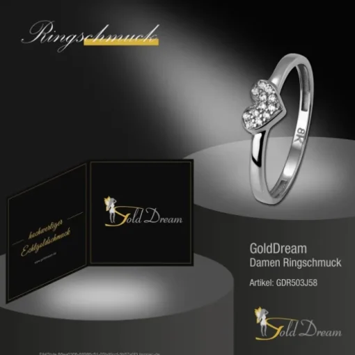 GoldDream Gold Ring Herz Zirkonia weiß Gr.58 333er Weißgold GDR503J58