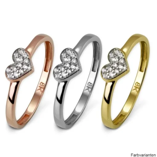 GoldDream Gold Ring Herz Zirkonia weiß Gr.58 333er Rosegold GDR503E58