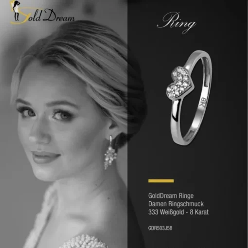 GoldDream Gold Ring Herz Zirkonia weiß Gr.58 333er Weißgold GDR503J58