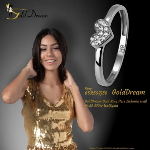 GoldDream Gold Ring Herz Zirkonia weiß Gr.58 333er Weißgold GDR503J58