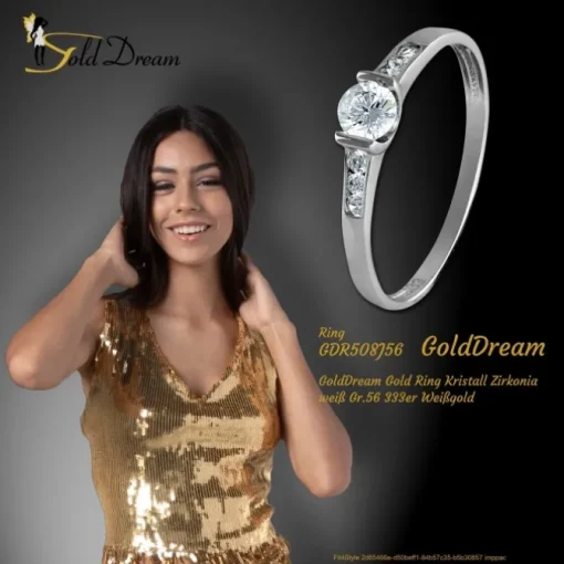 GoldDream Gold Ring Kristall Zirkonia weiß Gr.56 333er Weißgold GDR508J56