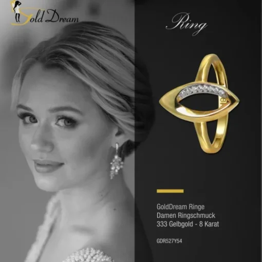 GoldDream Gold Ring Leaf Gr.54 Zirkonia 333er Gelbgold GDR527Y54