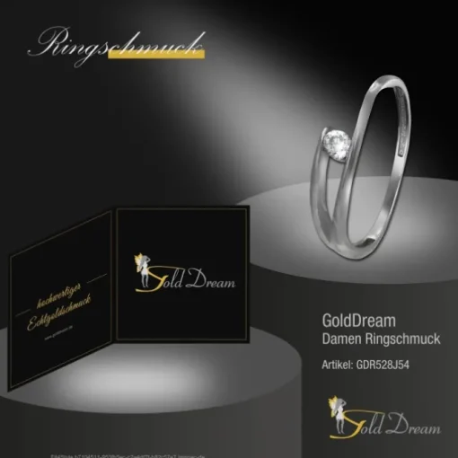 GoldDream Gold Ring New Zirkonia Gr.54 333er Weißgold GDR528J54