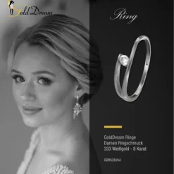 GoldDream Gold Ring New Zirkonia Gr.54 333er Weißgold GDR528J54