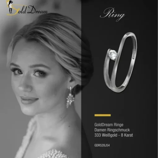 GoldDream Gold Ring New Zirkonia Gr.54 333er Weißgold GDR528J54