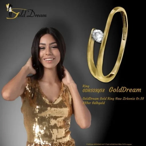 GoldDream Gold Ring New Zirkonia Gr.58 333er Gelbgold GDR528Y58