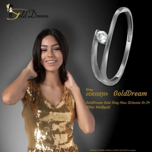 GoldDream Gold Ring New Zirkonia Gr.54 333er Weißgold GDR528J54