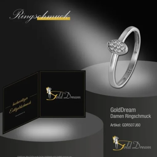 GoldDream Gold Ring Oval Zirkonia weiß Gr.60 333er Weißgold GDR507J60
