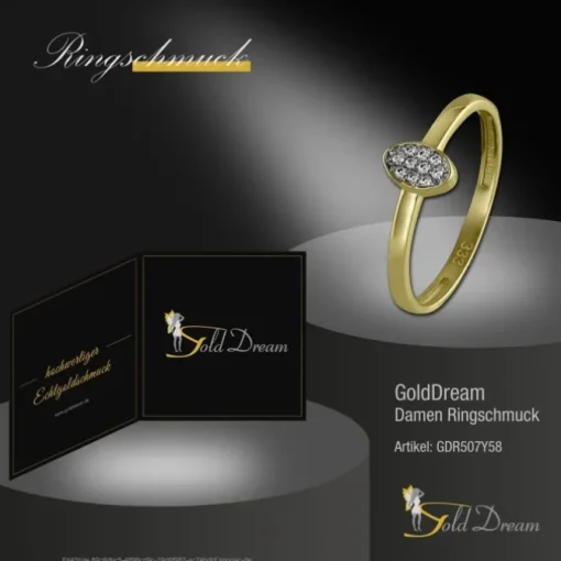 GoldDream Gold Ring Oval Zirkonia weiß Gr.58 333er Gelbgold GDR507Y58
