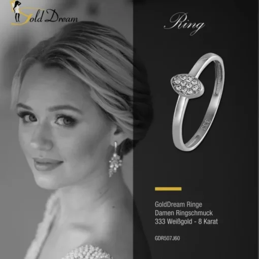 GoldDream Gold Ring Oval Zirkonia weiß Gr.60 333er Weißgold GDR507J60